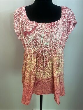 Women’s Pink Patterned Peasant Top - Cinched Waist Axcess by Liz Claiborne